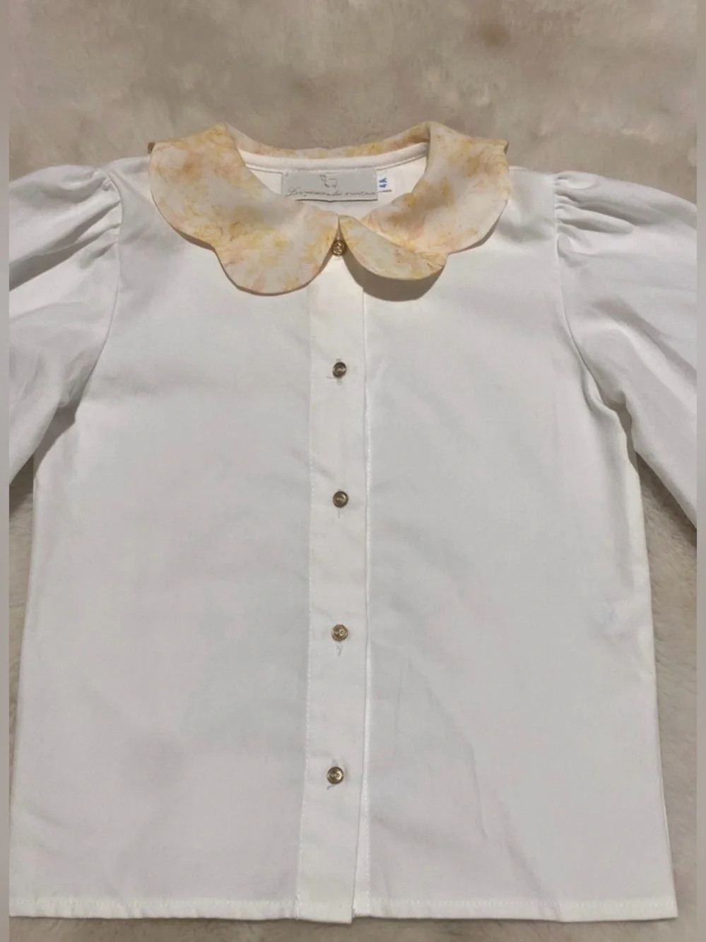 White Blouse with Floral Peter Pan Collar